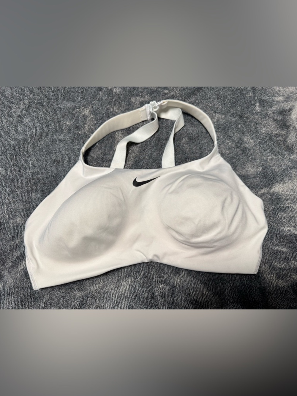 Nike White Racerback Padded Sports Bra with Supportive Cups